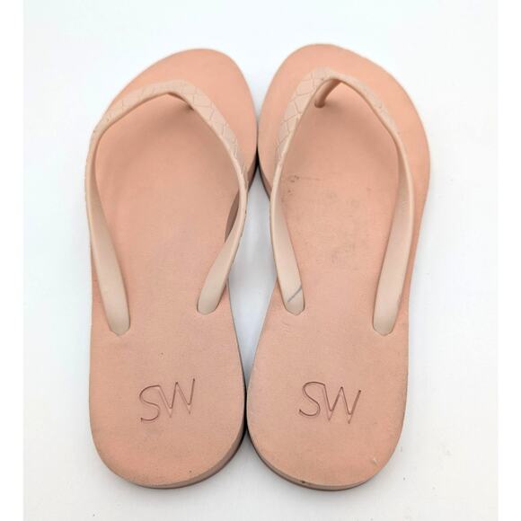 Stuart Weitzman Embossed Flip Flop Sandals Women's Pink Size US10 EU41 - Picture 6 of 11